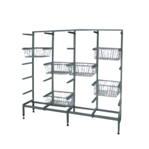 Aufbewahrungsregal für vierreihige Körbe